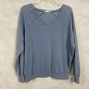 Women's Blue V-Neck Top